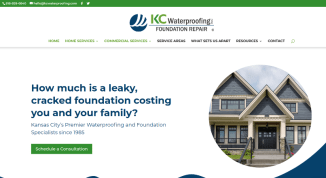 KC Waterproofing homepage screenshoot