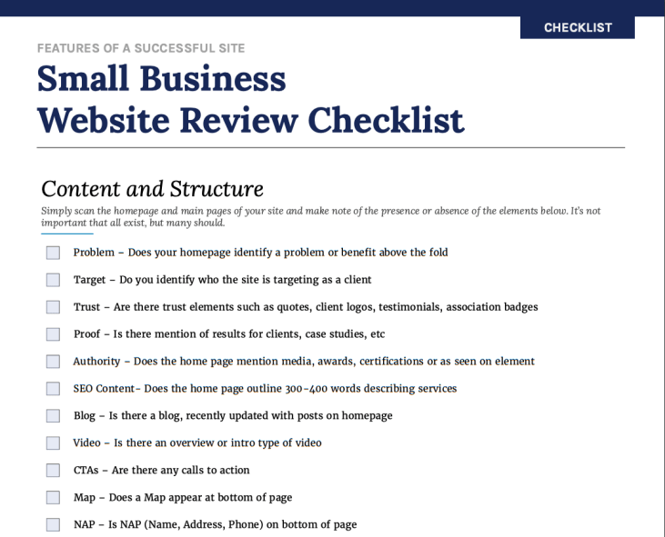 small business website review checklist
