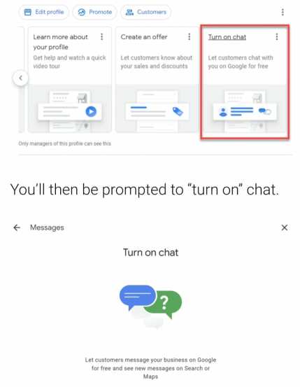 text message feature of google my business