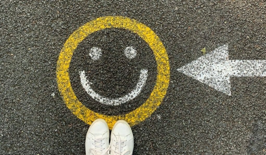 a smiley face on the ground